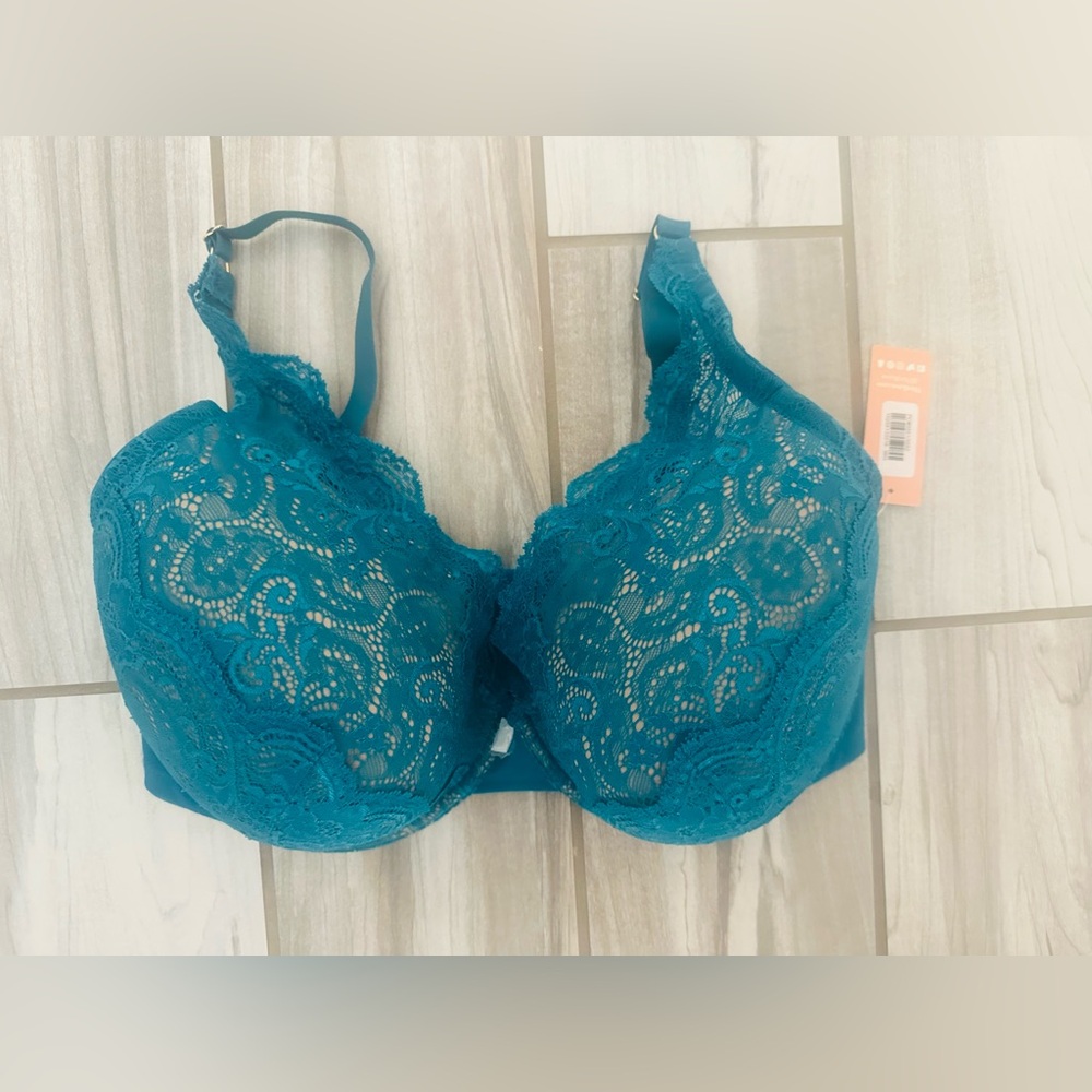 NWT, ThirdLove Teal Lace Contour Plunge Bra, 36G